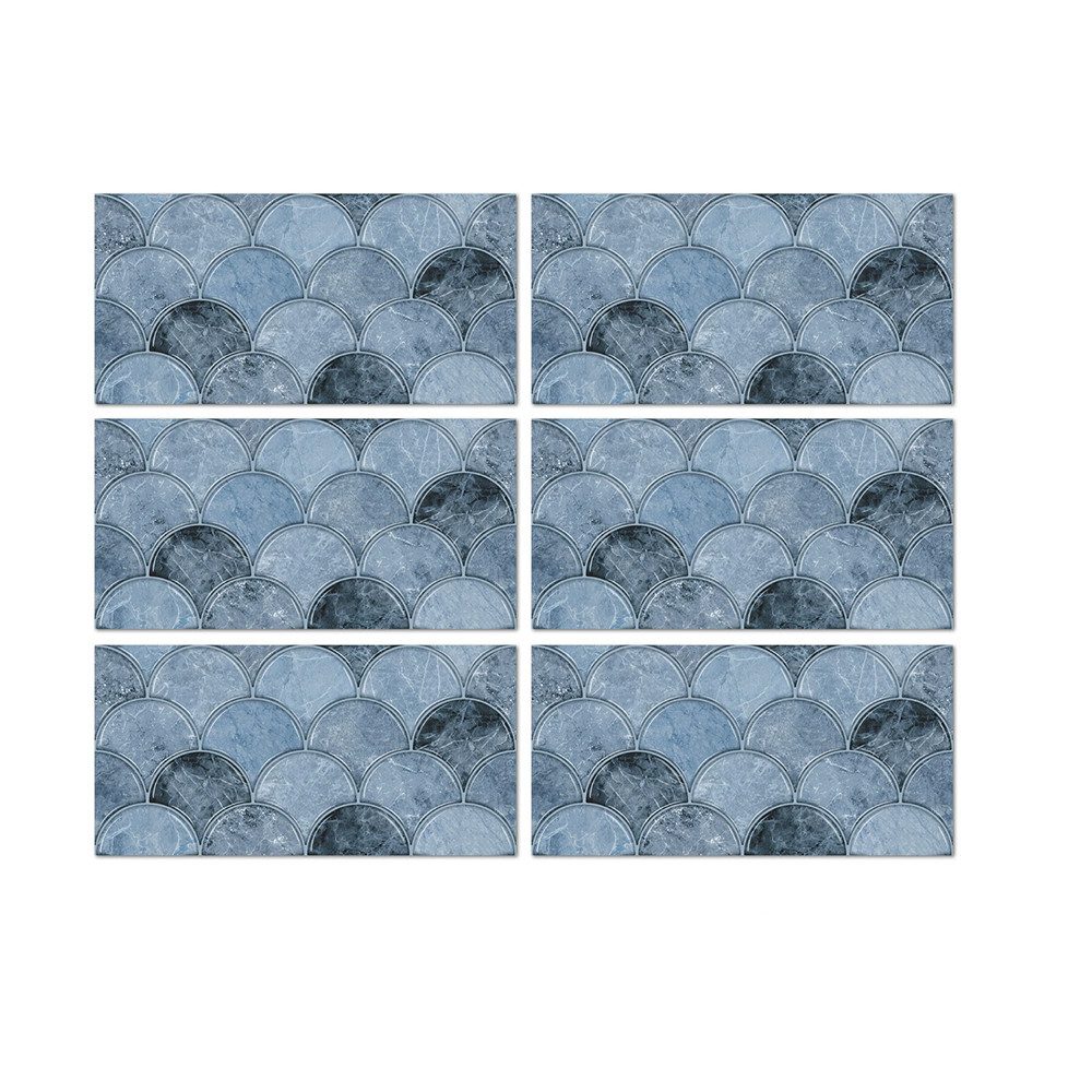 Agger Fliesenaufkleber Klebefliesen 6 Stück,selbstklebende Ziegelstein-Tapete in Steinoptik (6 St), PVC Wasserfest,30cm x 15cm,Ölschutzfolie für die Küche