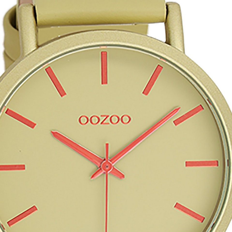 OOZOO Quarzuhr Oozoo Damen Armbanduhr Timepieces Analog, Damenuhr rund,  groß (ca. 42mm) Lederarmband, Fashion-Style, Indizes: stripes