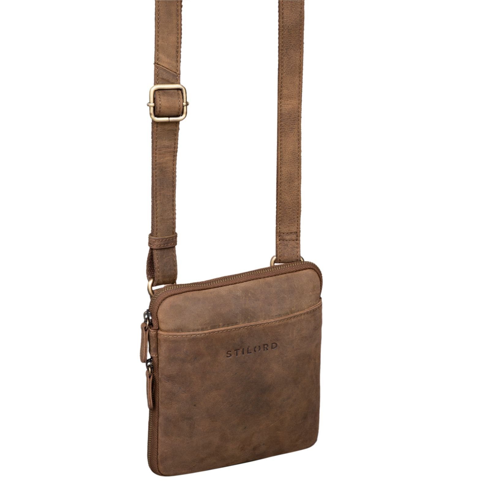 STILORD Schultertasche "Carson" Kleine Herren Leder Tasche