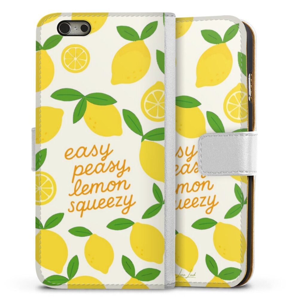 DeinDesign Handyhülle Zitrone Spruch Statement Easy Peasy Lemon Queezy, Apple iPhone 6s Hülle Handy Flip Case Wallet Cover Handytasche Leder