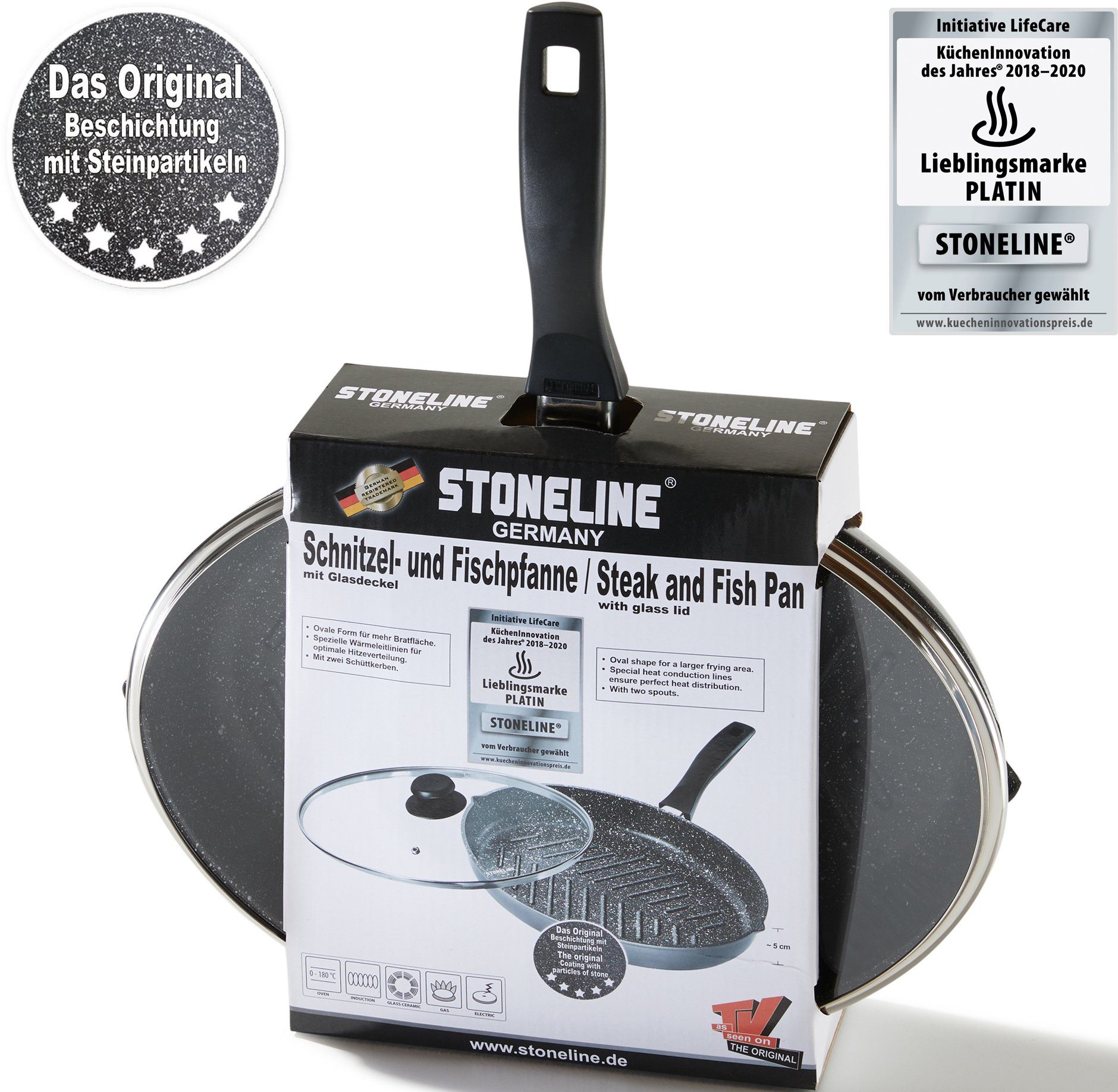 STONELINE Fischpfanne XXL, Aluminiumguss, auch ideal für Schnitzel, Induktion – Bild 5 von 5