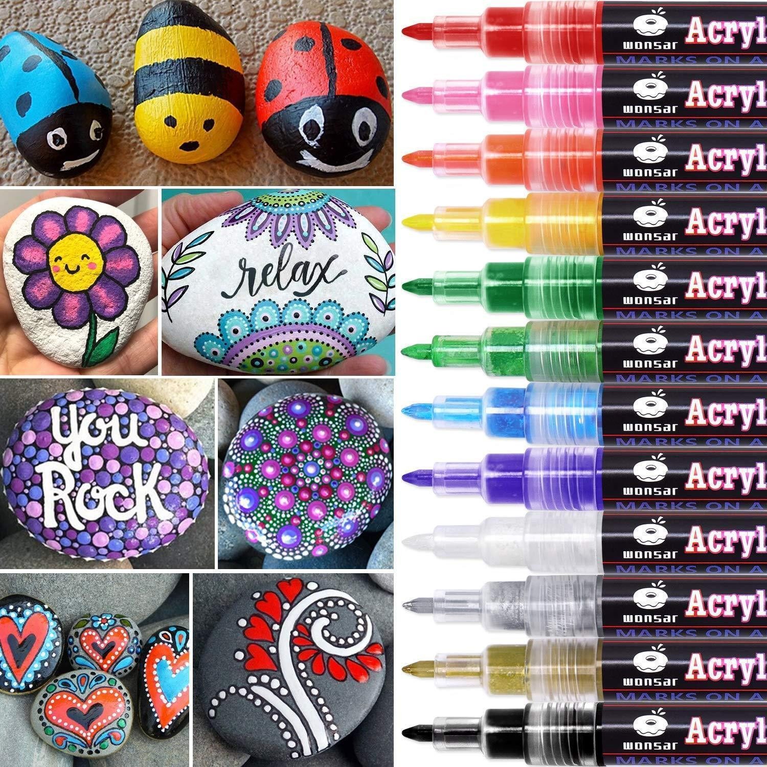 LuxusKollektion Lackmarker Acrylstifte 12 Farben 0,7mm Spitze