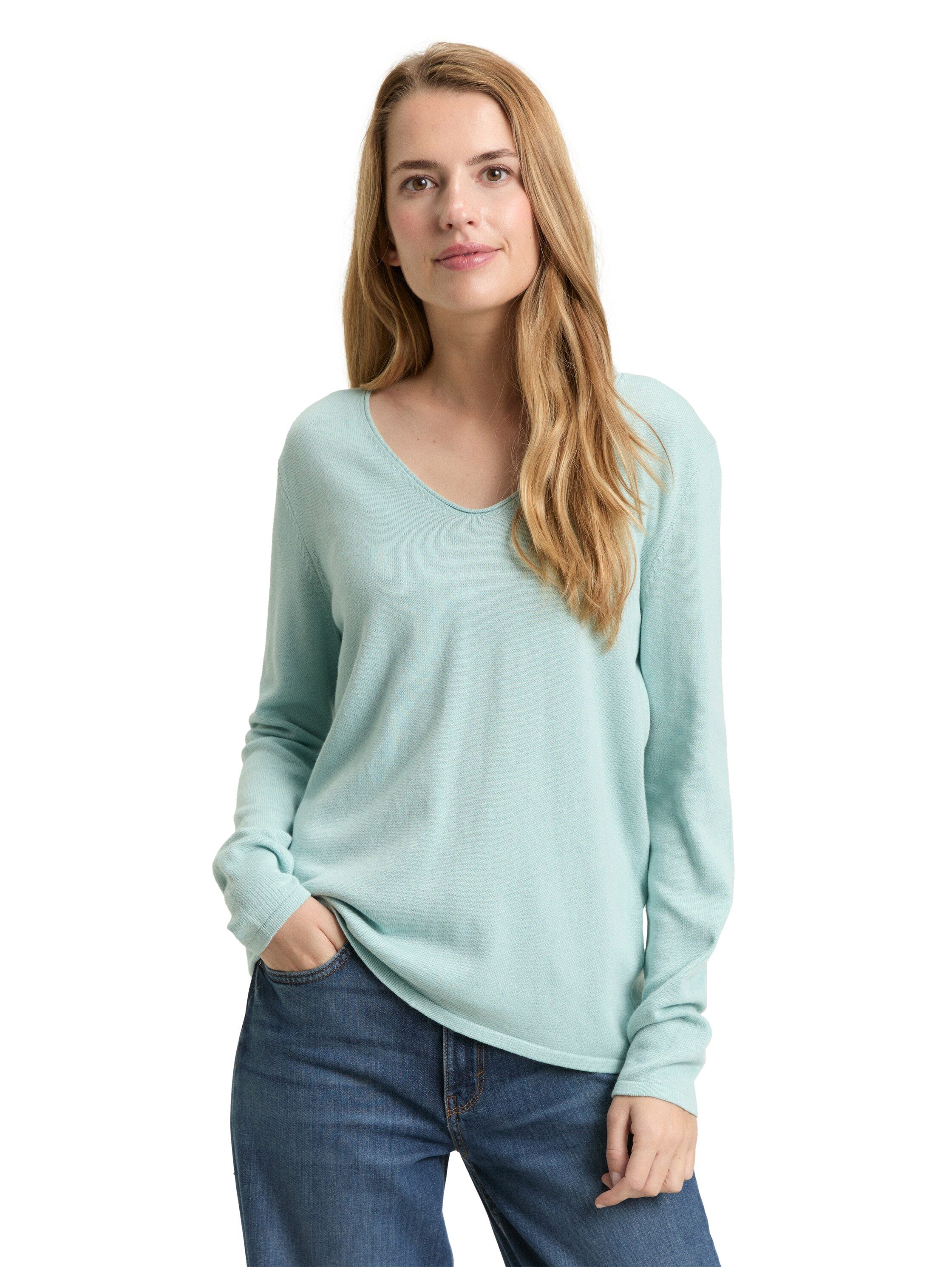 TOM TAILOR V-Ausschnitt-Pullover mit V-Ausschnitt günstig online kaufen