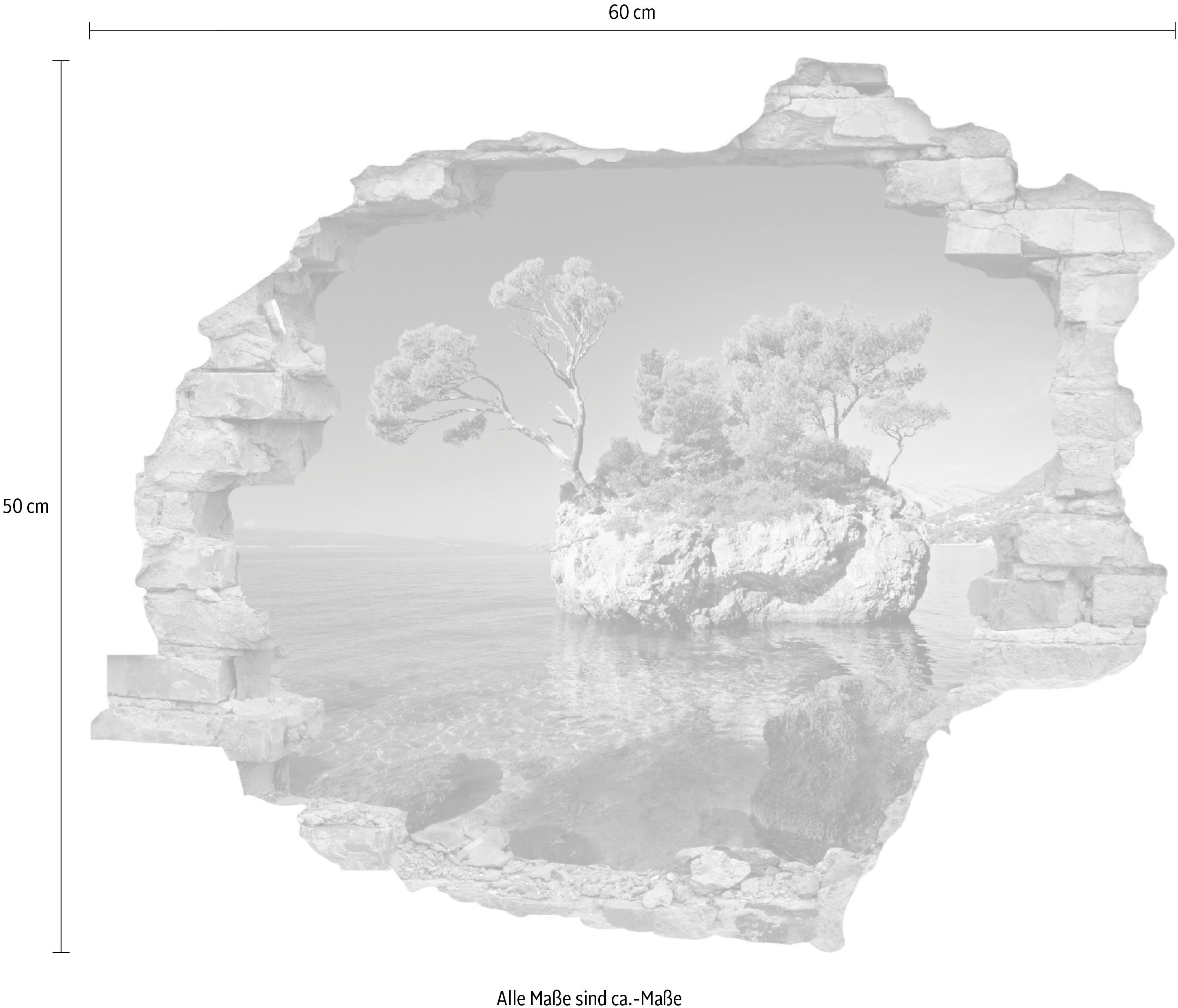 queence Wandtattoo Insel (1 St), Wandsticker, Wandbild, selbstklebend, 3D, Wanddurchbruch