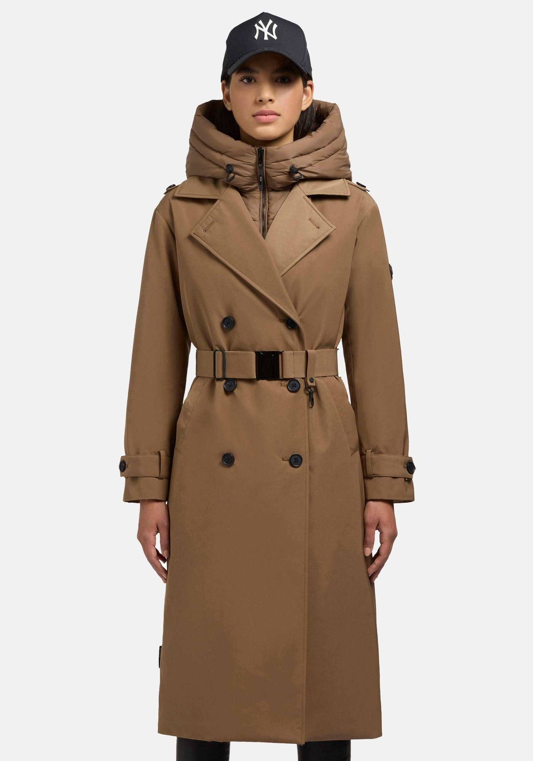 khujo Trenchcoat Elena-YM Warmer Wintermantel mit doppelter Knopfleiste