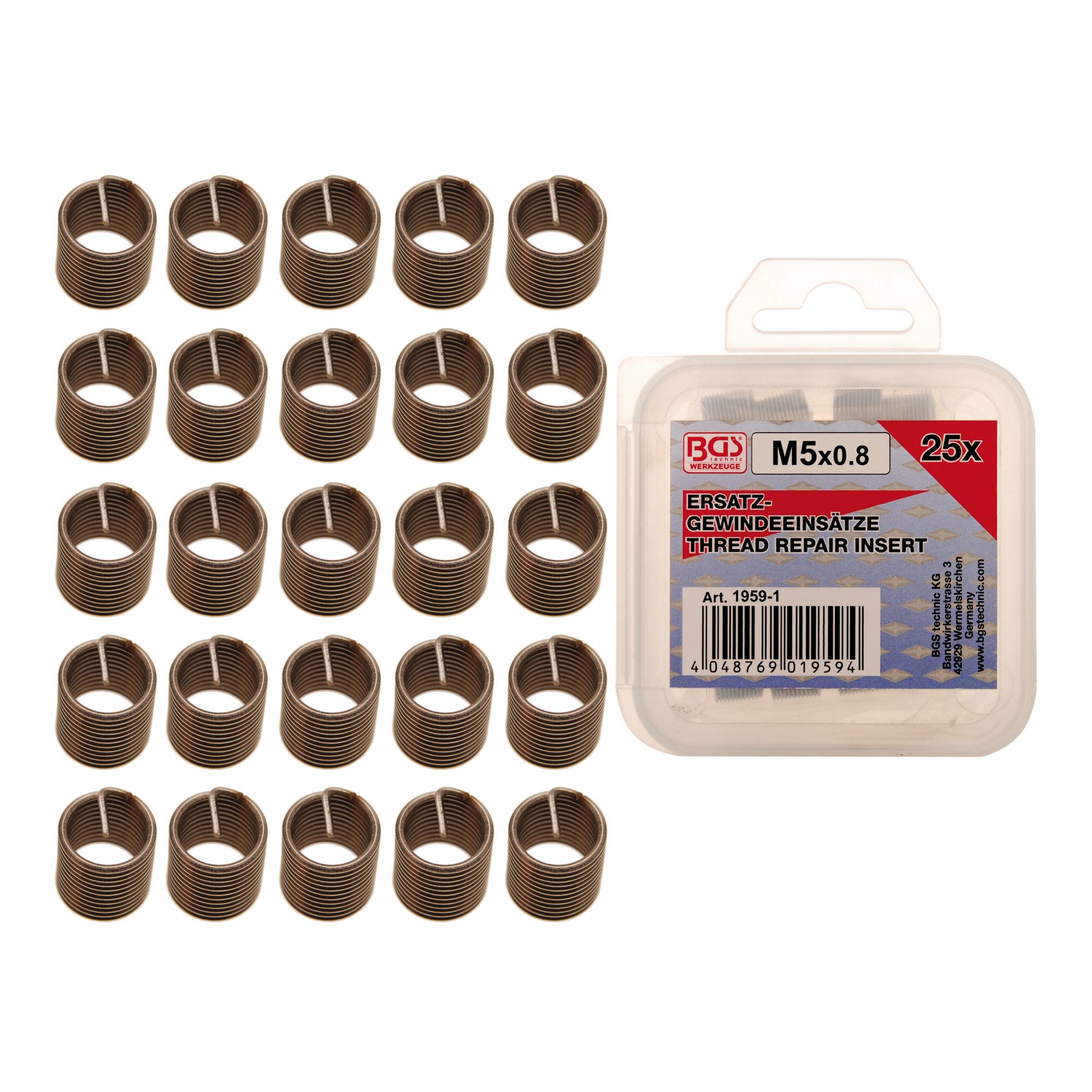 BGS technic Gewindeschneider BGS Ersatz-Gewindeeinsätze M5 x 0,8 mm, 25-tlg.