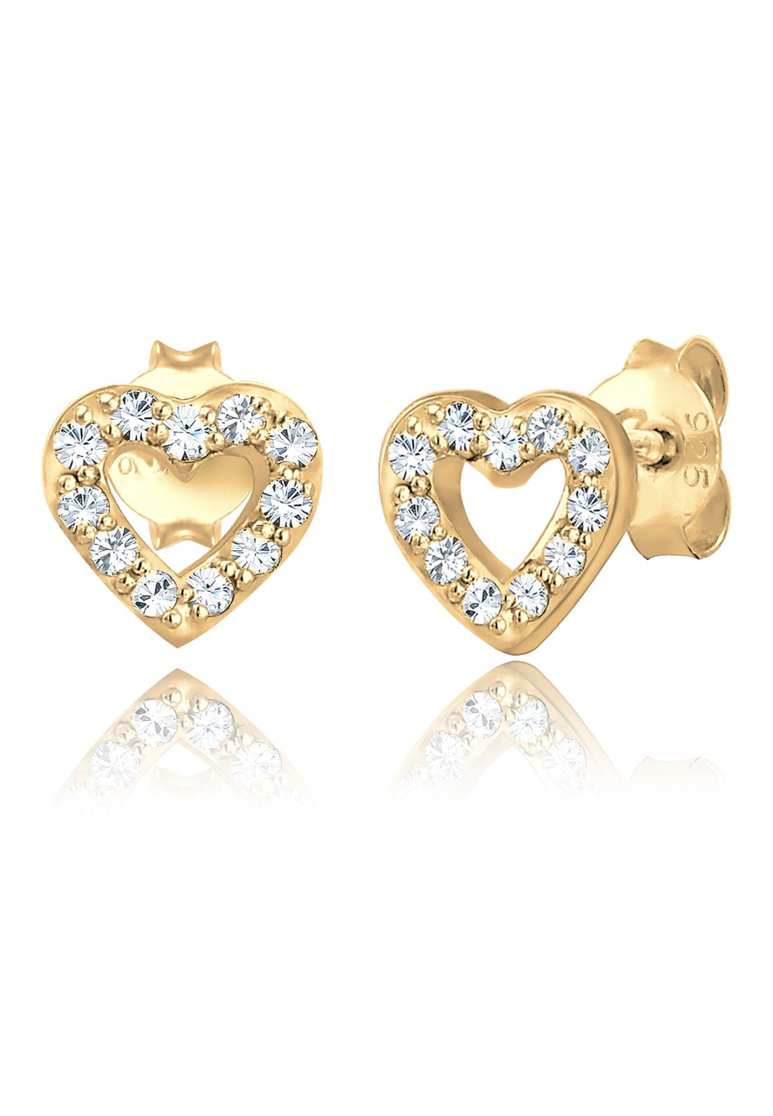 Paar Ohrstecker Ohrstecker Herz mit Kristallen von Swarovski® 925 Silber