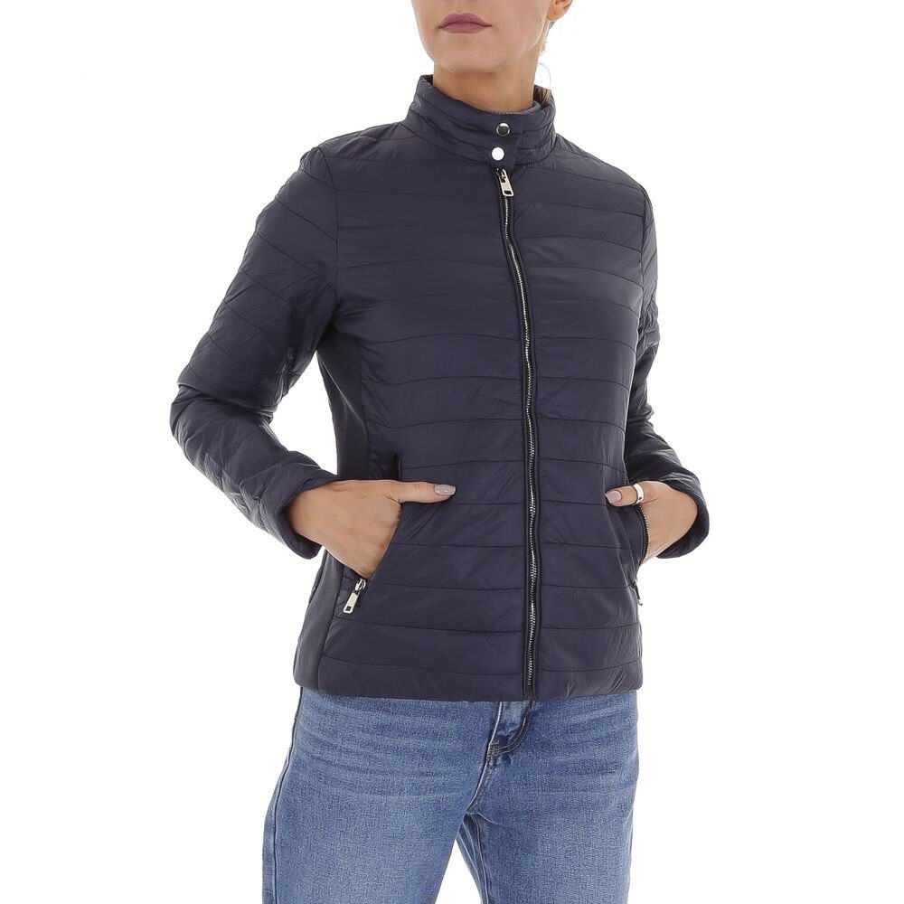 Ital-Design Steppjacke Damen Freizeit (82066490) Leicht gefüttert Übergangsjack in Dunkelblau