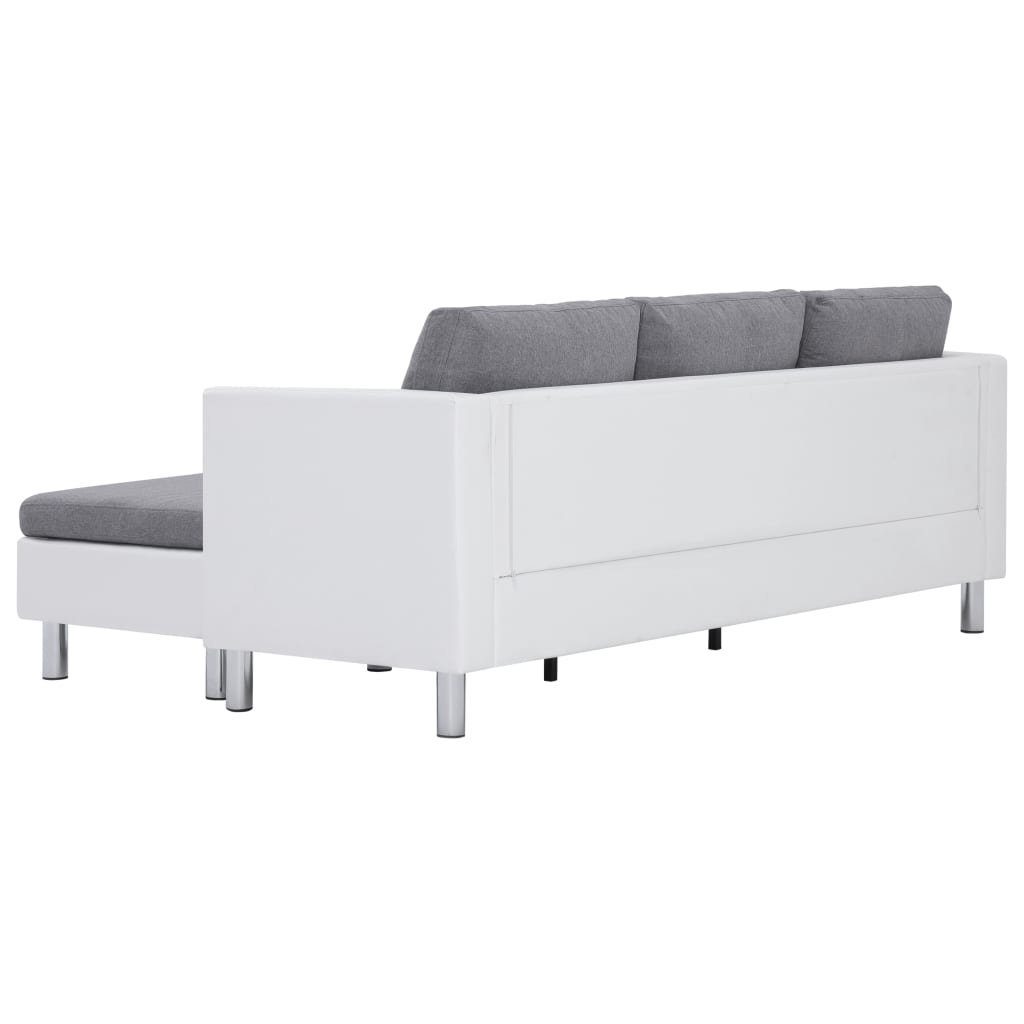 furnicato 3-Sitzer 3-Sitzer-Sofa Weiß mit Kunstleder Kissen
