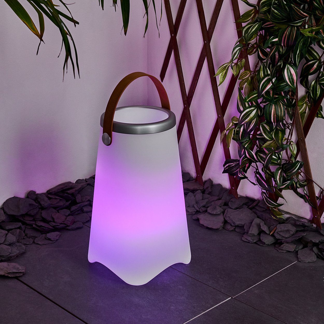 hofstein Außen-Tischleuchte Garten Wege Farbwechsler Tisch USB Außen Leuchten Leuchten dimmbar
