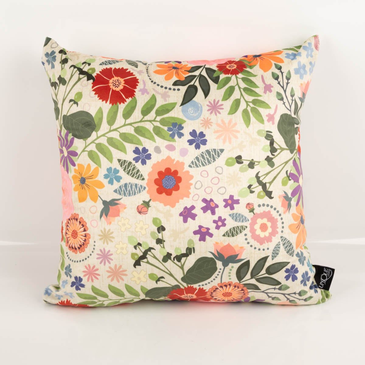 SCHÖNER LEBEN. Dekokissen Samtkissenhülle Blumen beige bunt 45x45 cm