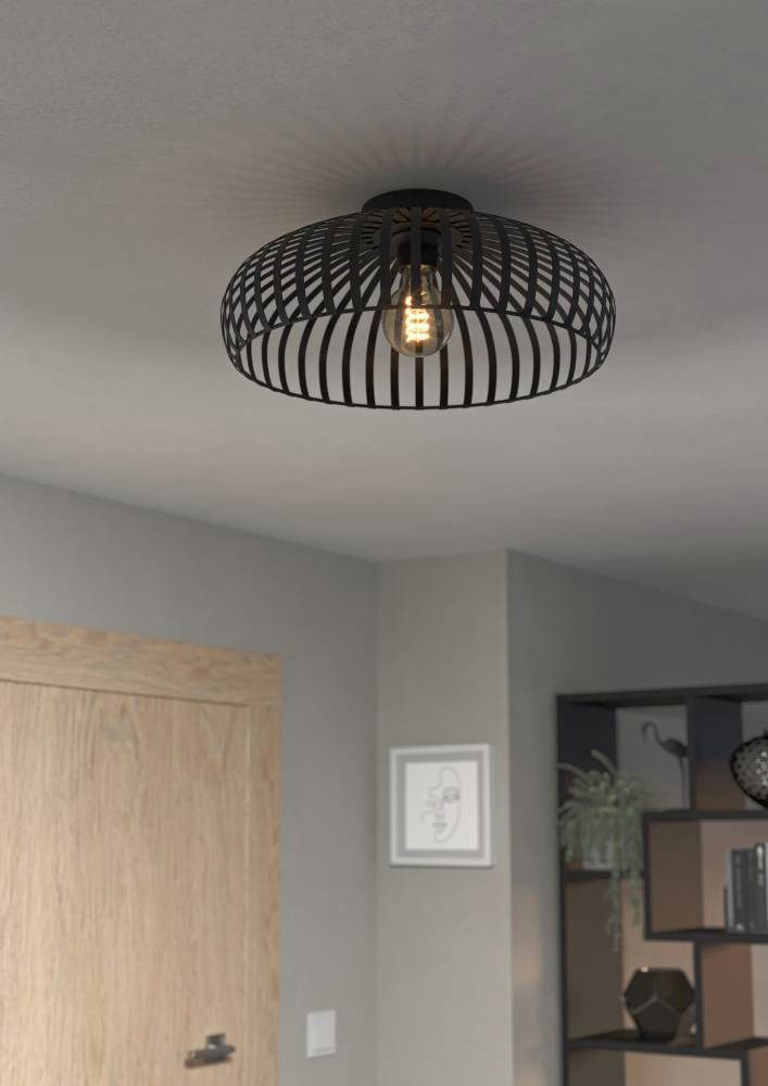 EGLO Deckenleuchte MOGANO 3, ohne Leuchtmittel, Deckenleuchte, Metall in Schwarz, Flurlampe mit E27 Fassung, Ø 43 cm