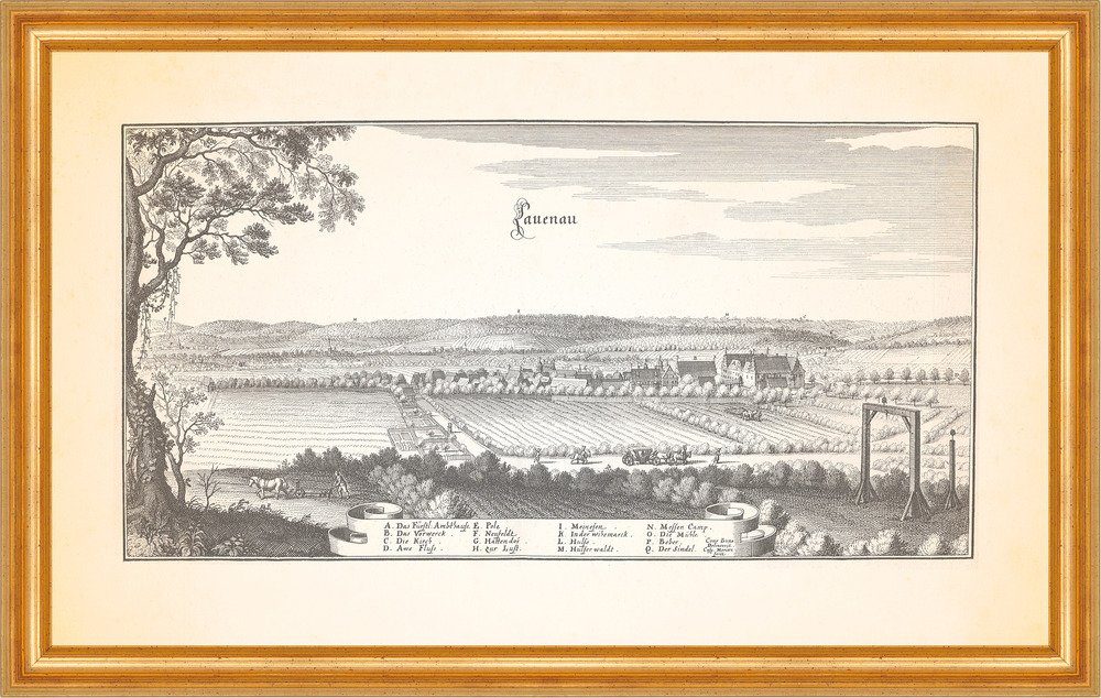 Kunstdruck Lauenau Deister fürstliches Amtshaus Schloss Kupferstich Merian 0509 G