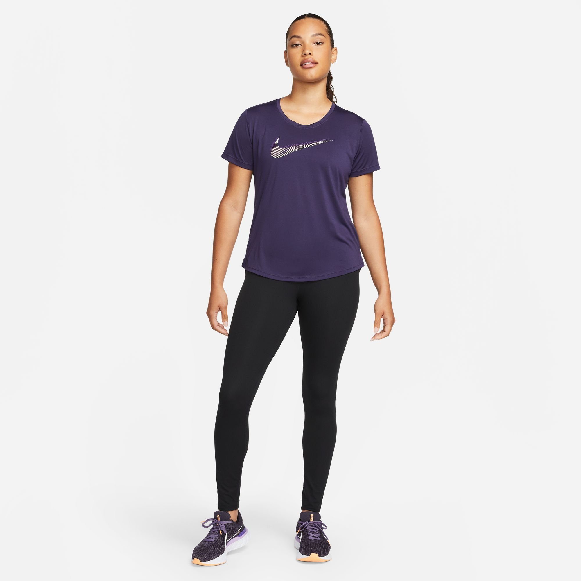 Nike Laufshirt DRI-FIT RUNNING SHORT-SLEEVE TOP SWOOSH INK/DISCO WOMEN'S PURPLE PURPLE