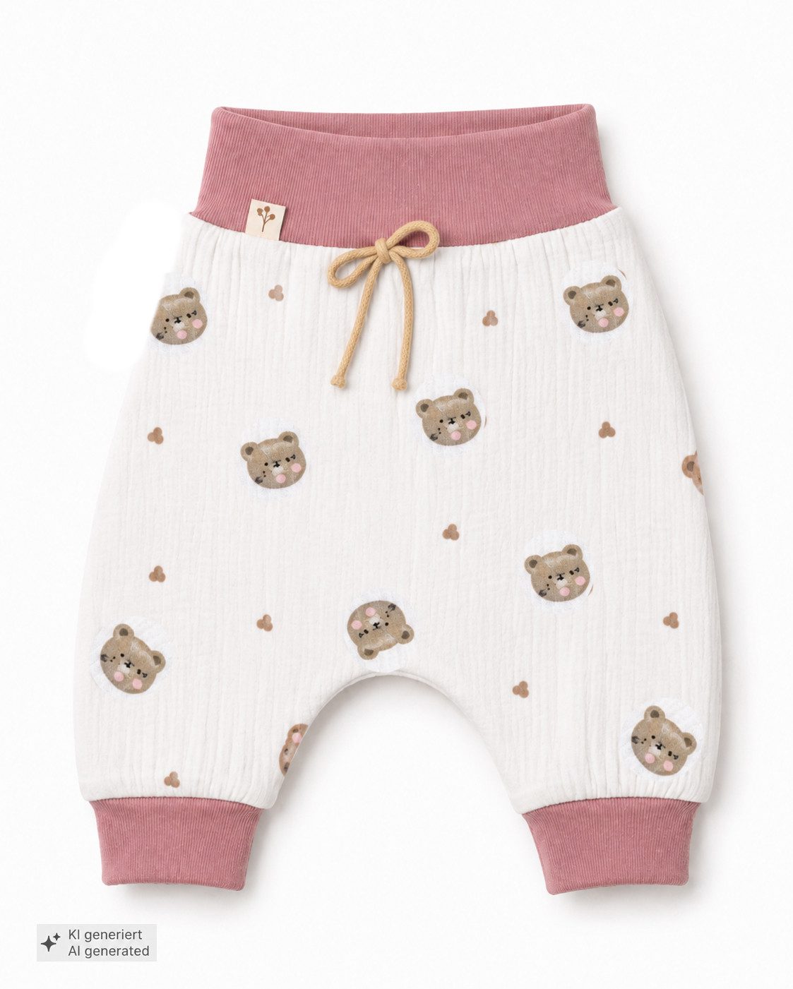La Bortini Schlupfhose Baby Hose Erstlingshose aus Musselin mit Bärchen Muster luftig, weich, 44 50 56 62 68 74 80 86