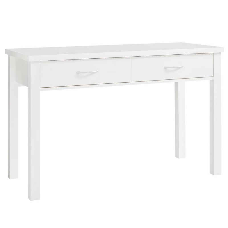 FINEBUY Schreibtisch FB36014 (Weiß mit 2 Schubladen 120 x 77 x 50 cm Modern), Bürotisch Home Office, PC-Tisch mit Stauraum