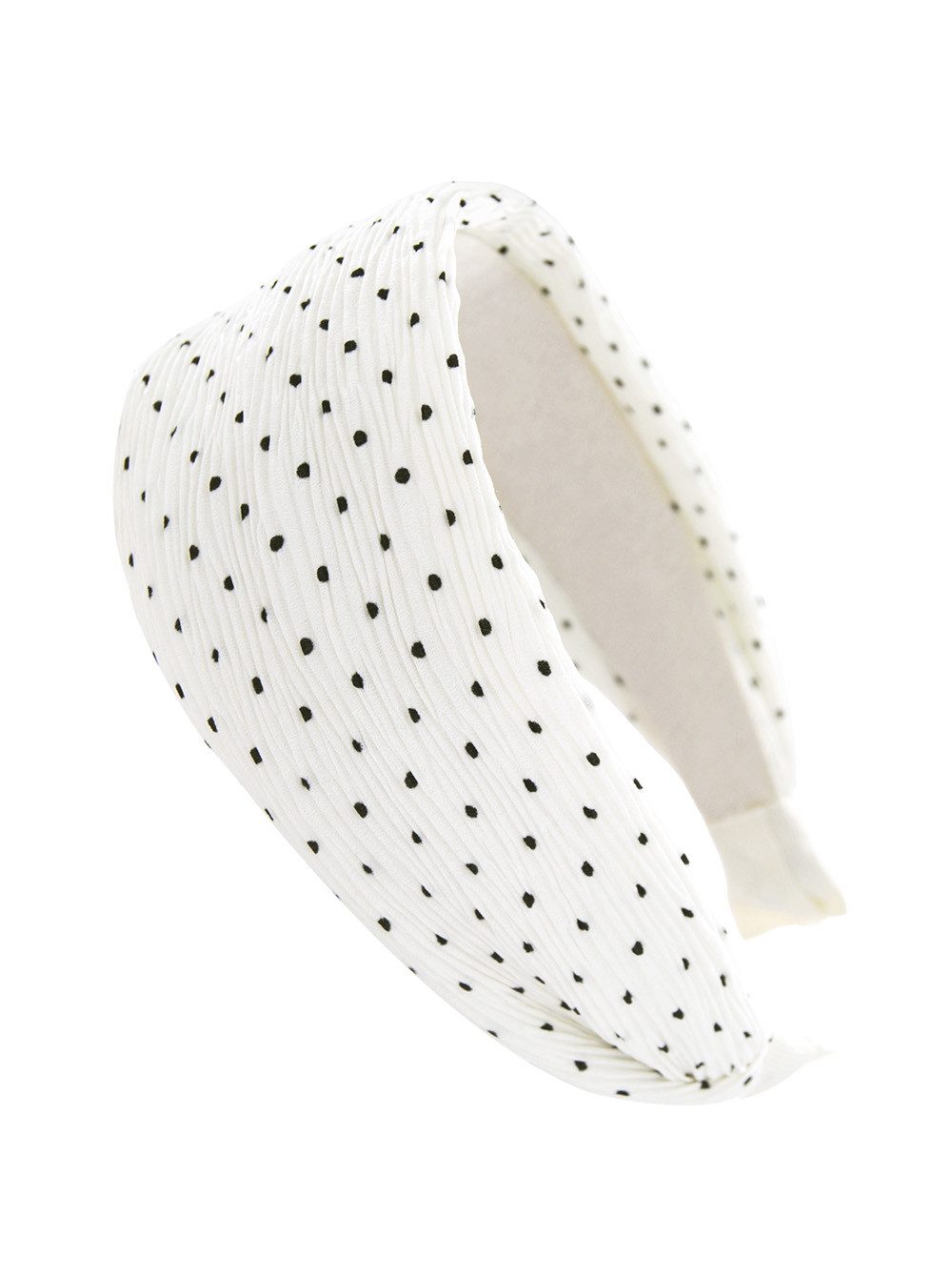 axy Haarreif Breiter Haarreif gepolstert Plisseestoff mit Punktmuster, Damen Breiter Vintage Haarreif Haarband Haarreifen