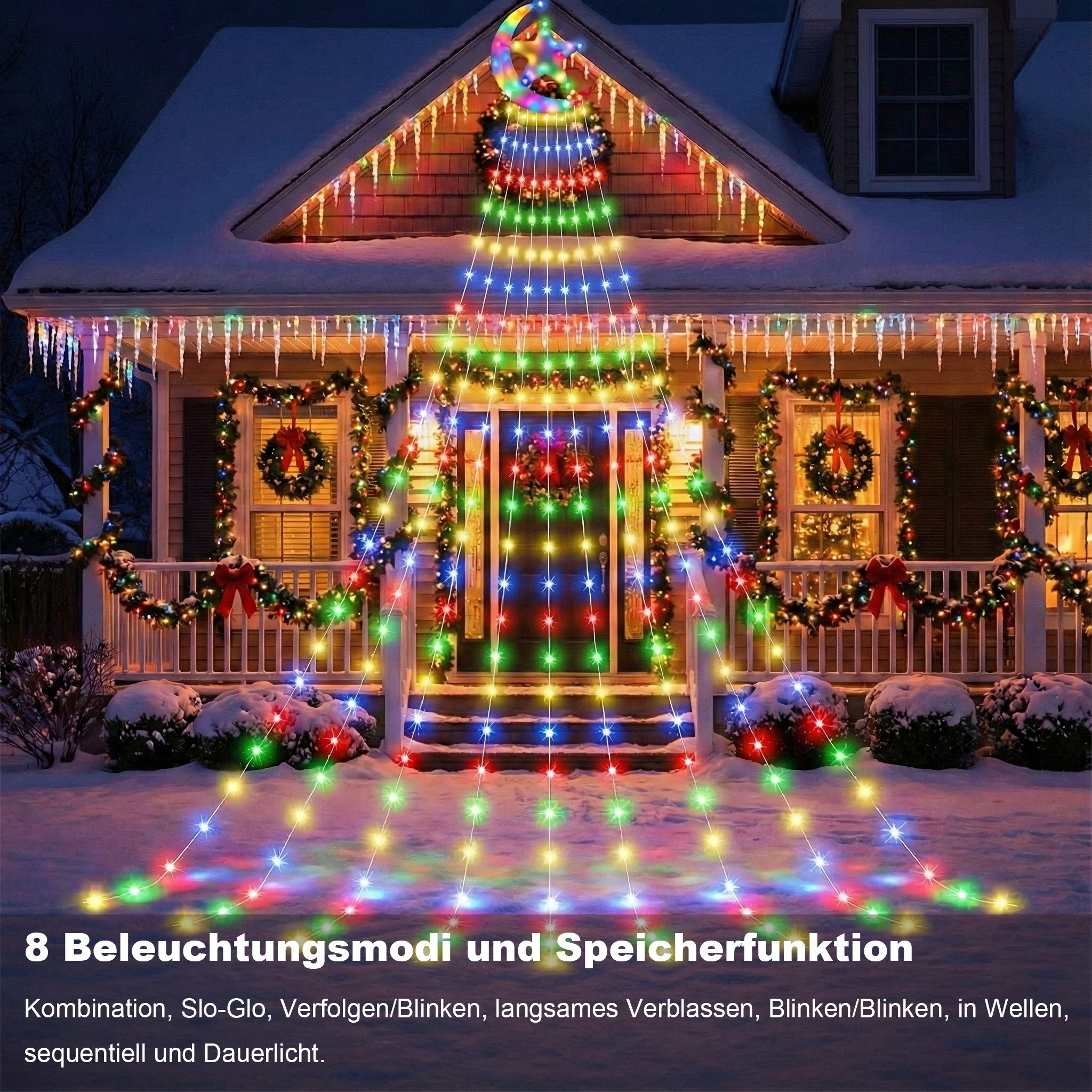 LMaxhome LED-Lichterkette Wasserfall Weihnachtsbaum Beleuchtung Stern Außen günstig online kaufen