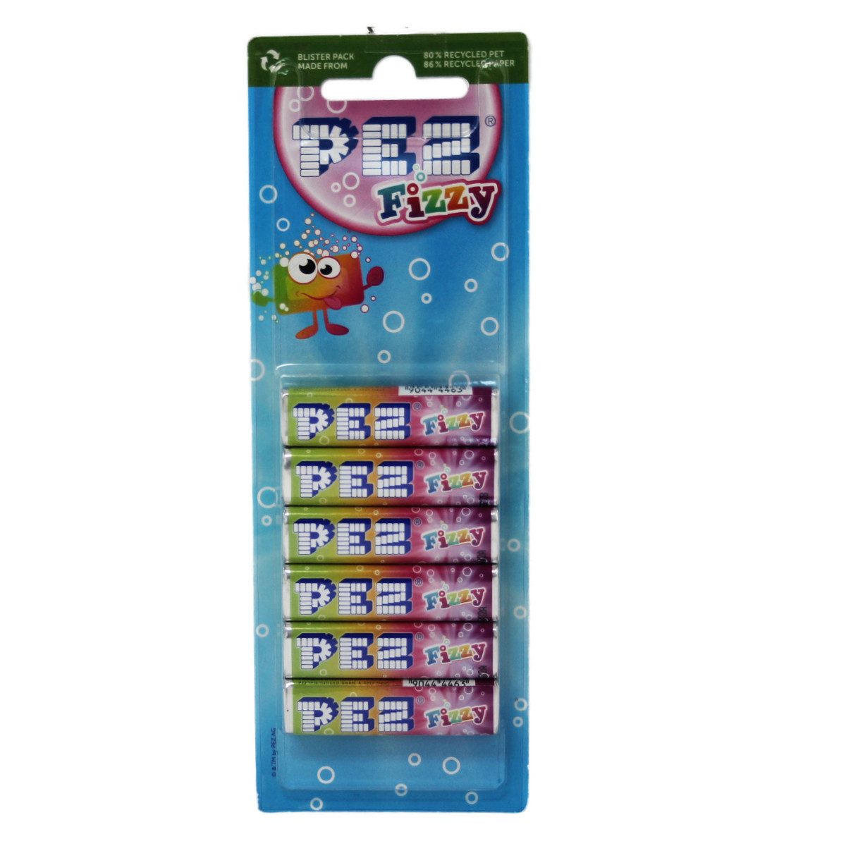 PEZ Süßigkeit, Pez Fizzy sauer Nachfüllpack 6 Bonbonpäckchen für PEZ Spender 51g