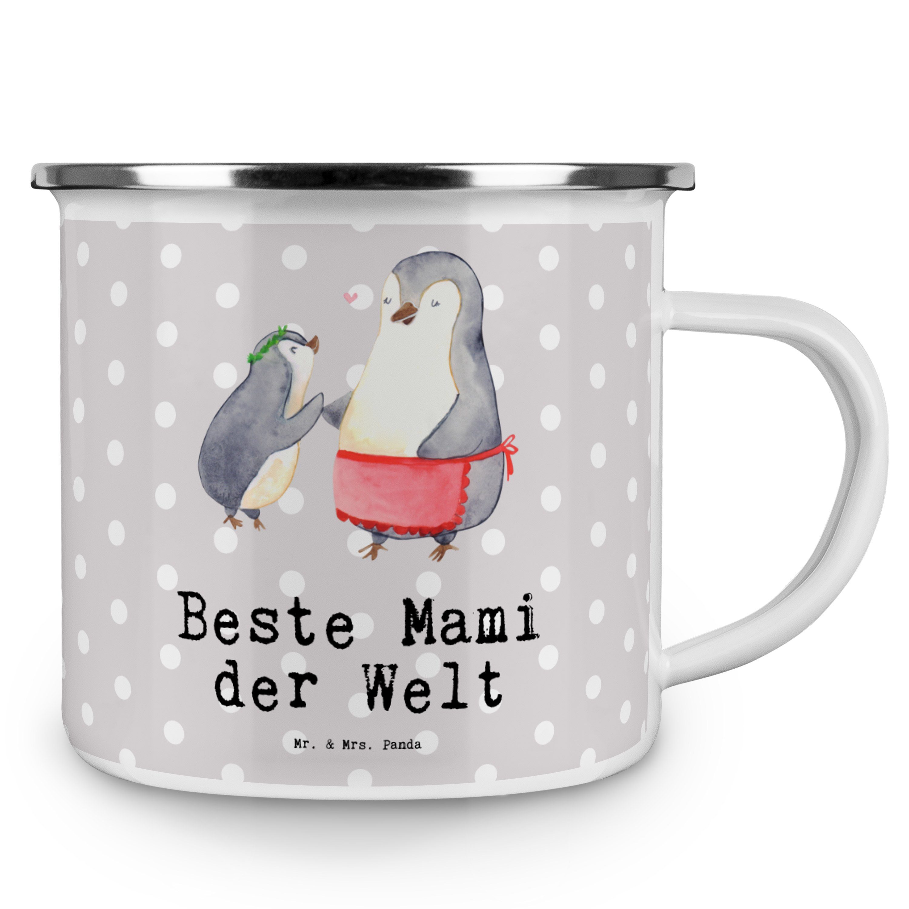 - Geschenk, & der Mami Geburtstagsges, Mr. Beste Pastell Pinguin - Mrs. Emaille Grau Panda Welt Becher