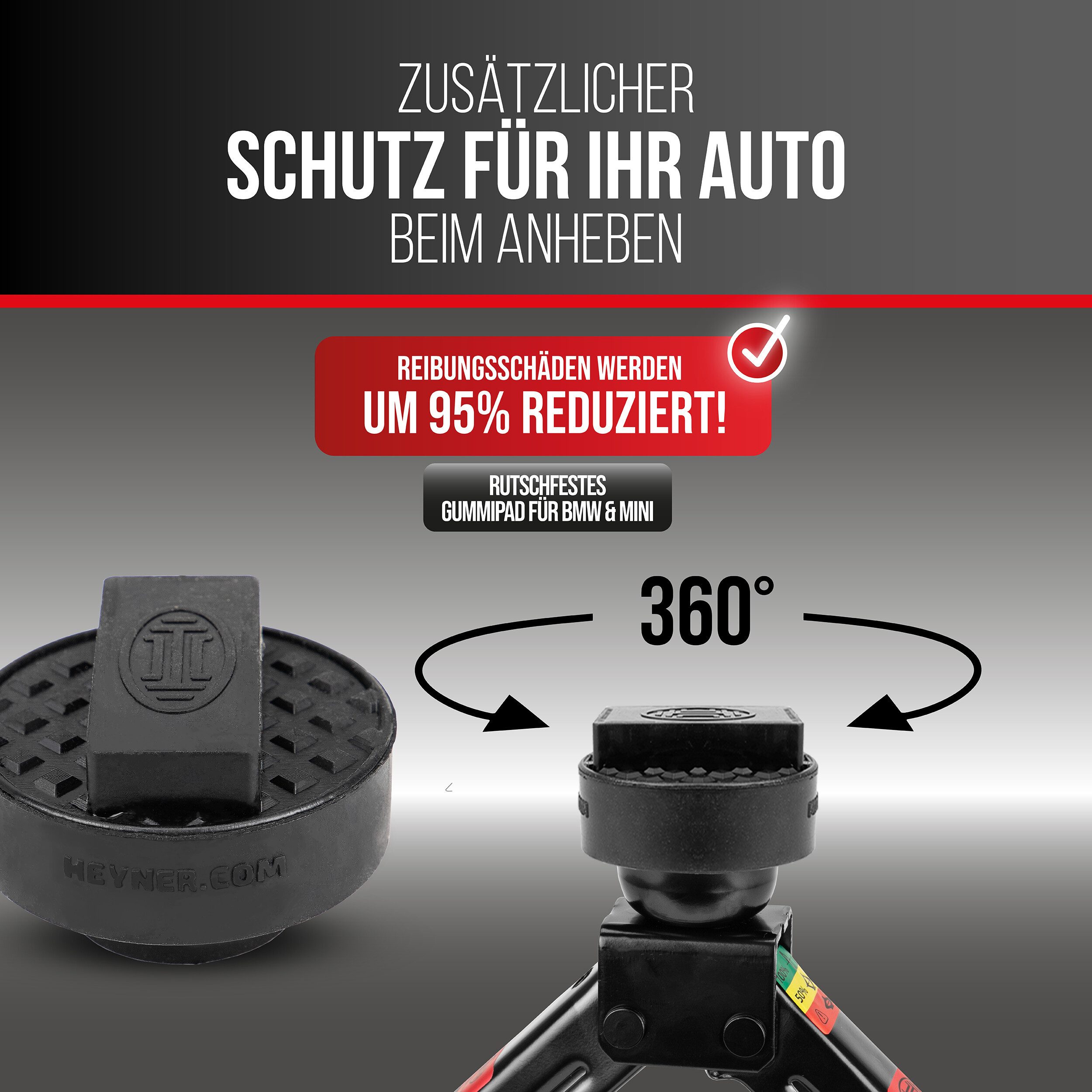 HEYNER Wagenheber Gummiauflage 65 mm für Wagenheber, rund, passend für BMW & MINI, 1-tlg. – Bild 4 von 5
