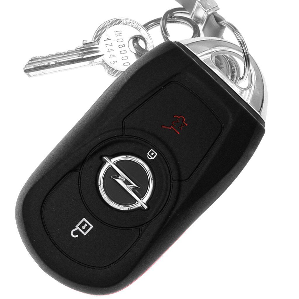 mt-key Schlüsseltasche Autoschlüssel Softcase Silikon Schutzhülle Schwarz, für OPEL Astra K Insignia B Corsa E Zafira GTC Mokka X 3 Knopf KEYLESS