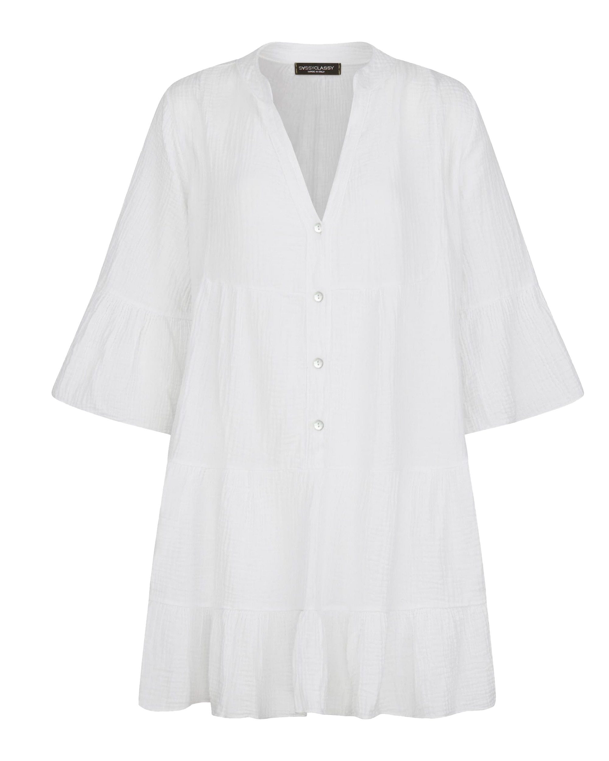 SASSYCLASSY Minikleid Musselin Sommer Kleid 3/4 günstig online kaufen
