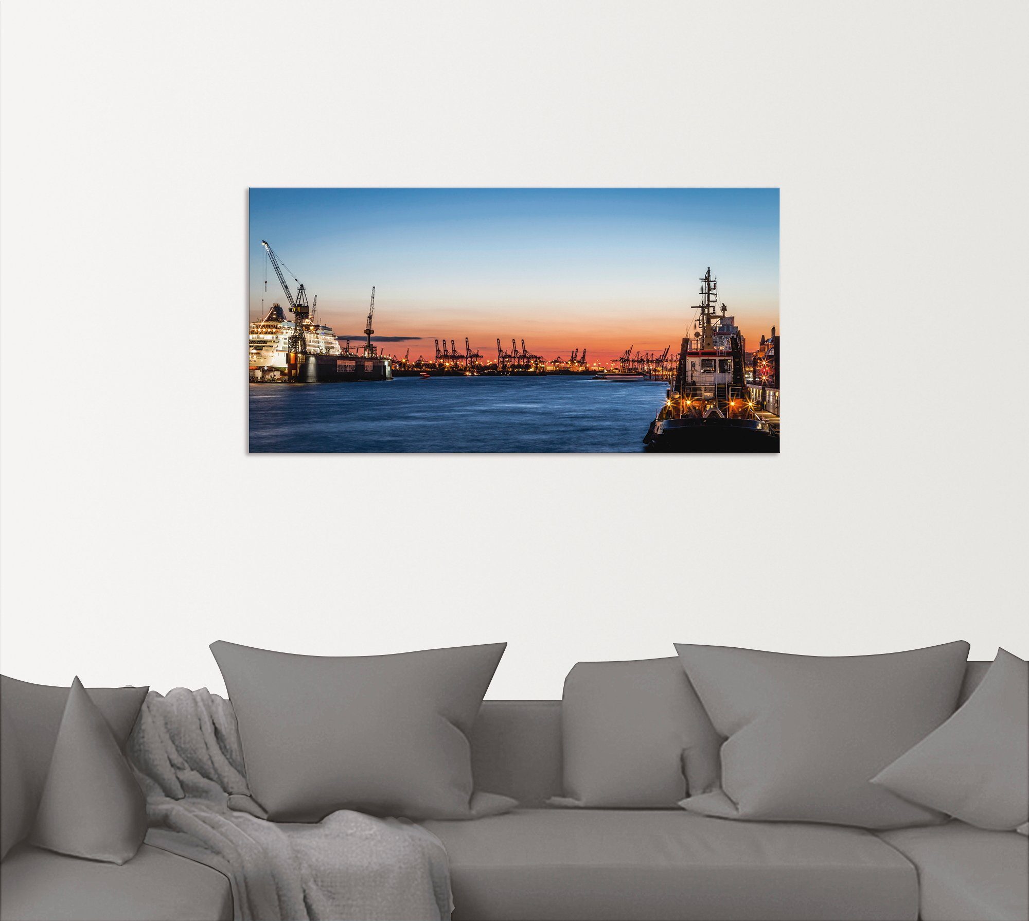 Artland Wandbild Hamburger Hafen, Poster oder St), in als Wandaufkleber Deutschland Alubild, Größen Leinwandbild, (1 versch