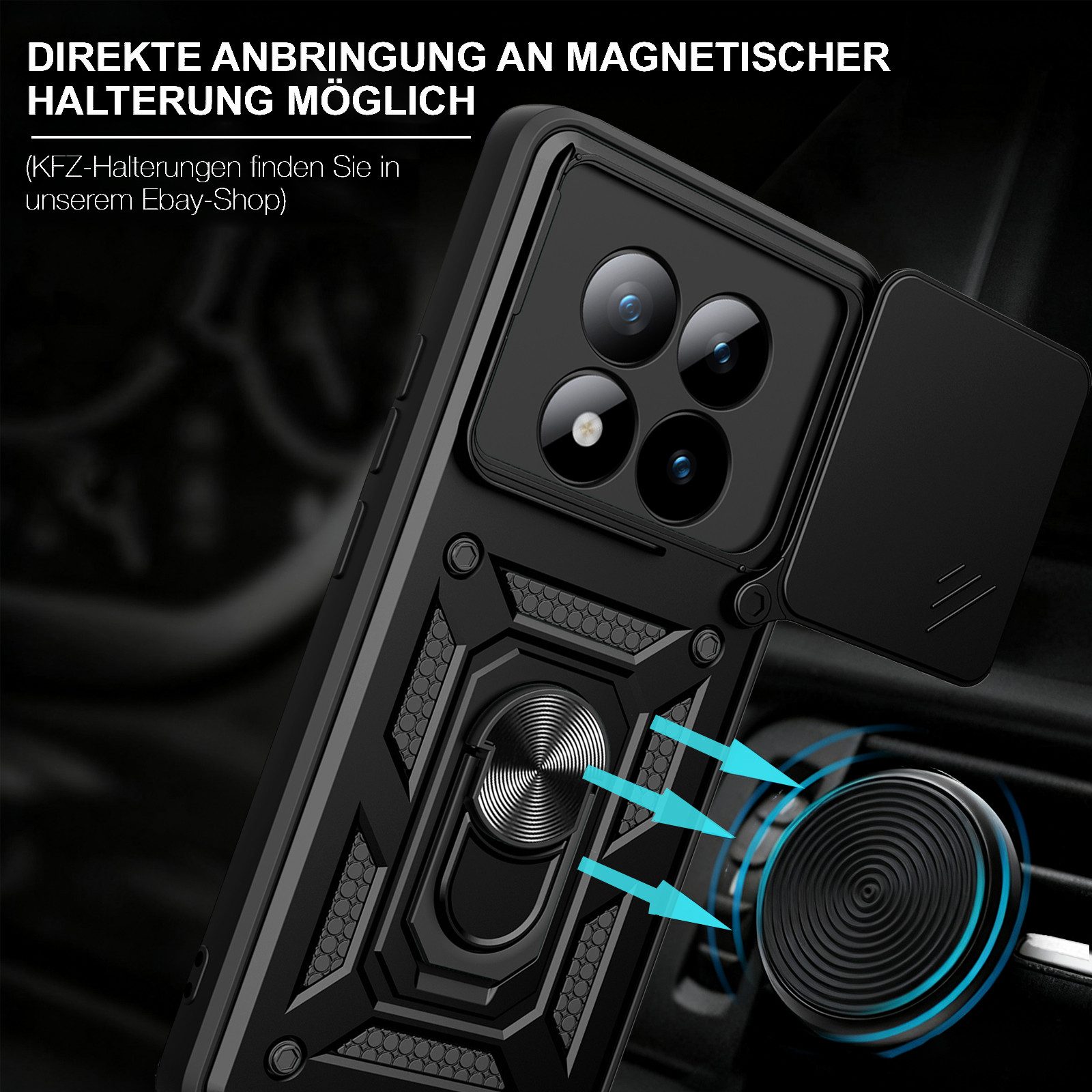 betterfon Handyhülle für Xiaomi Redmi Note 15 Pro+ Hülle Schutzhülle mit Kameraschutz, Outdoorhülle mit Ringhalter, Silikonkern & präziser Passform – Bild 3 von 5