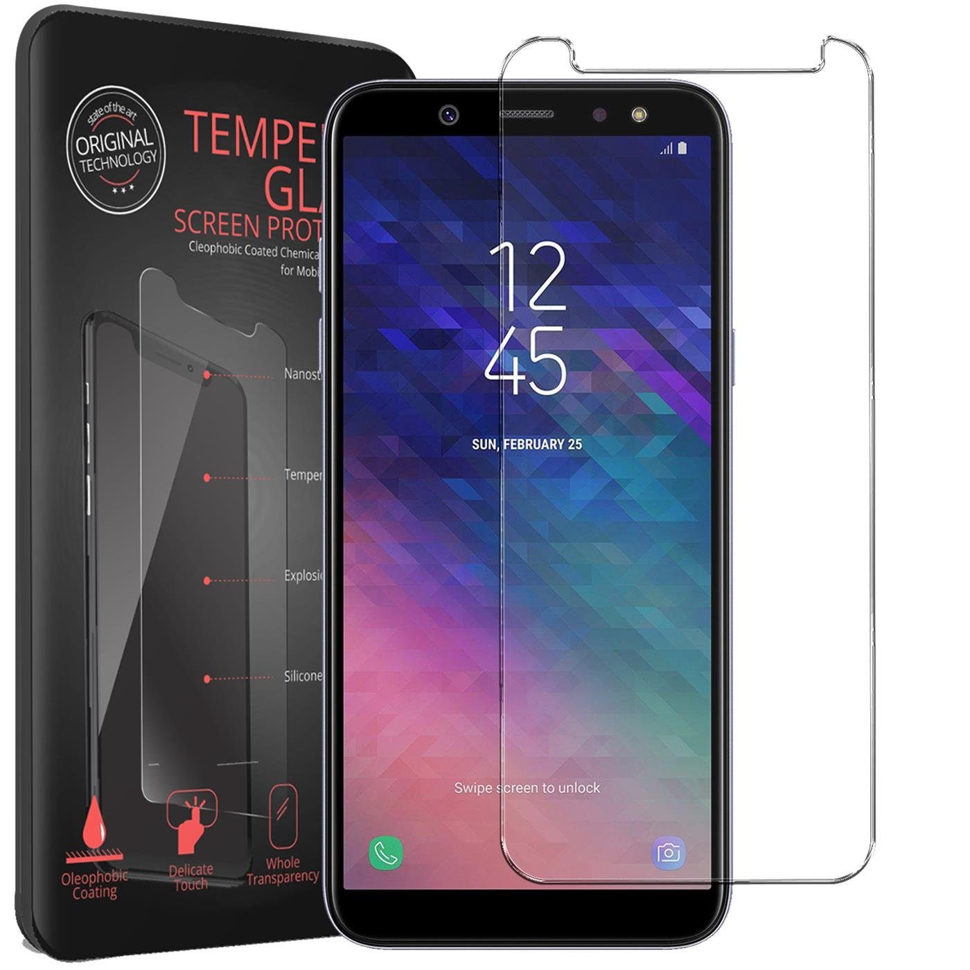 CoolGadget Schutzfolie Panzerfolie für Samsung Galaxy A6, (9H Härtegrad, 2x Schutzglas, 1xReinigungset), Displayfolie Panzer Schutzfolie 2 Stück für Samsung A6 Glas Folie