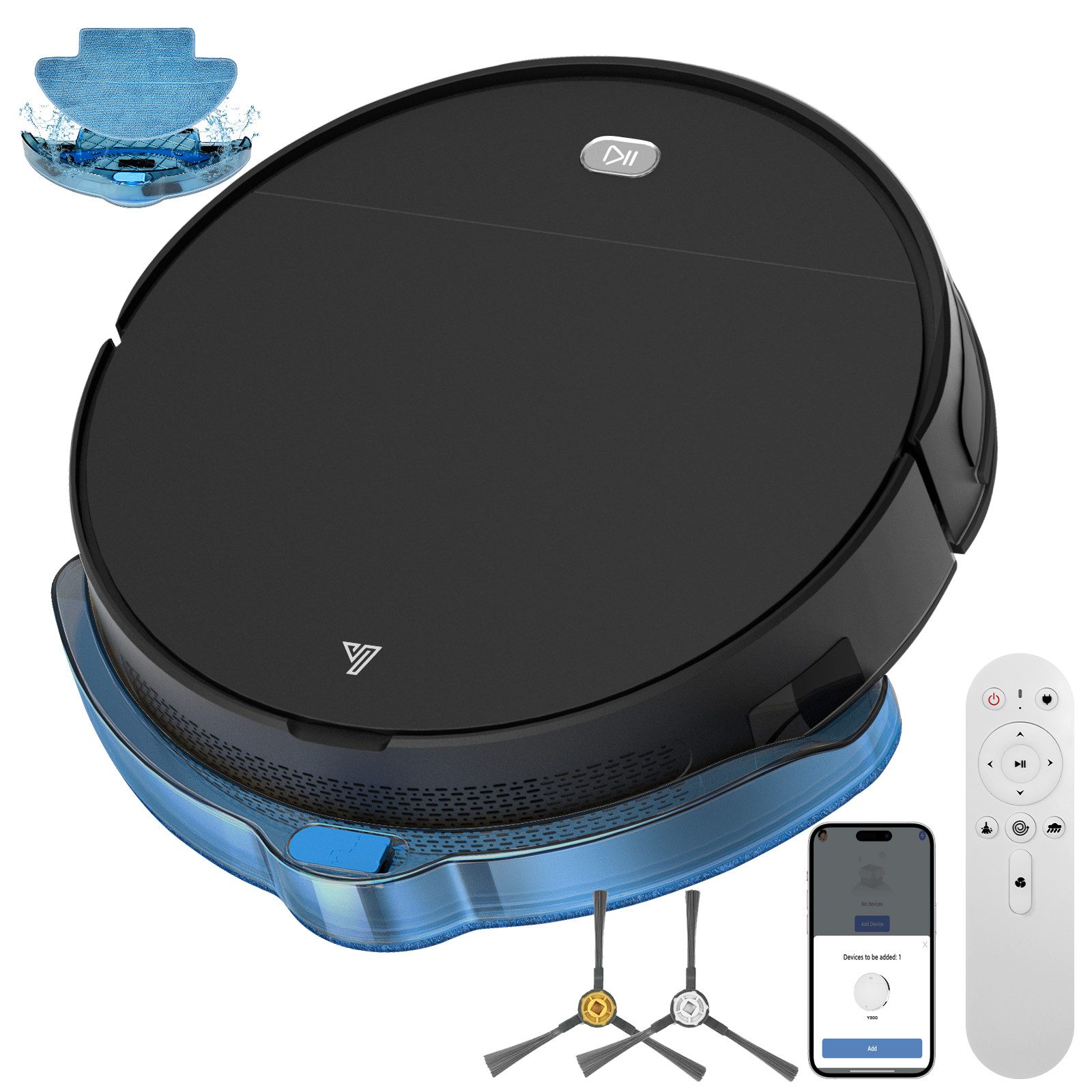 Ruzava Saugroboter Staubsauger Roboter 4500Pa/60W/120min Laufzeit 350 ml Behälter, 60 W, mit Beutel, Saugroboter mit Wischfunktion, 3000Pa/120Min, 2.5kg