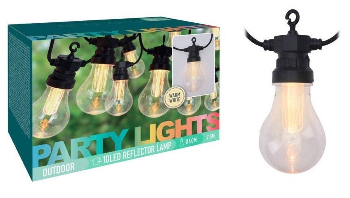 Progarden Gartenleuchte Lichterkette für Garten PARTY, mit 10 LED Glühbirnen, Leuchte mit Dekofunktion, ohne Leuchtmittel