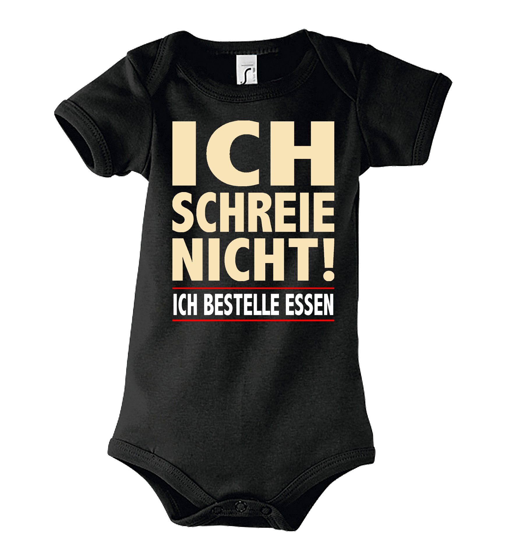 mit Body Print Spruch SCHREIE Designz lustigem ICH NICHT Kurzarm Baby Strampler Kurzarmbody Youth Schwarz