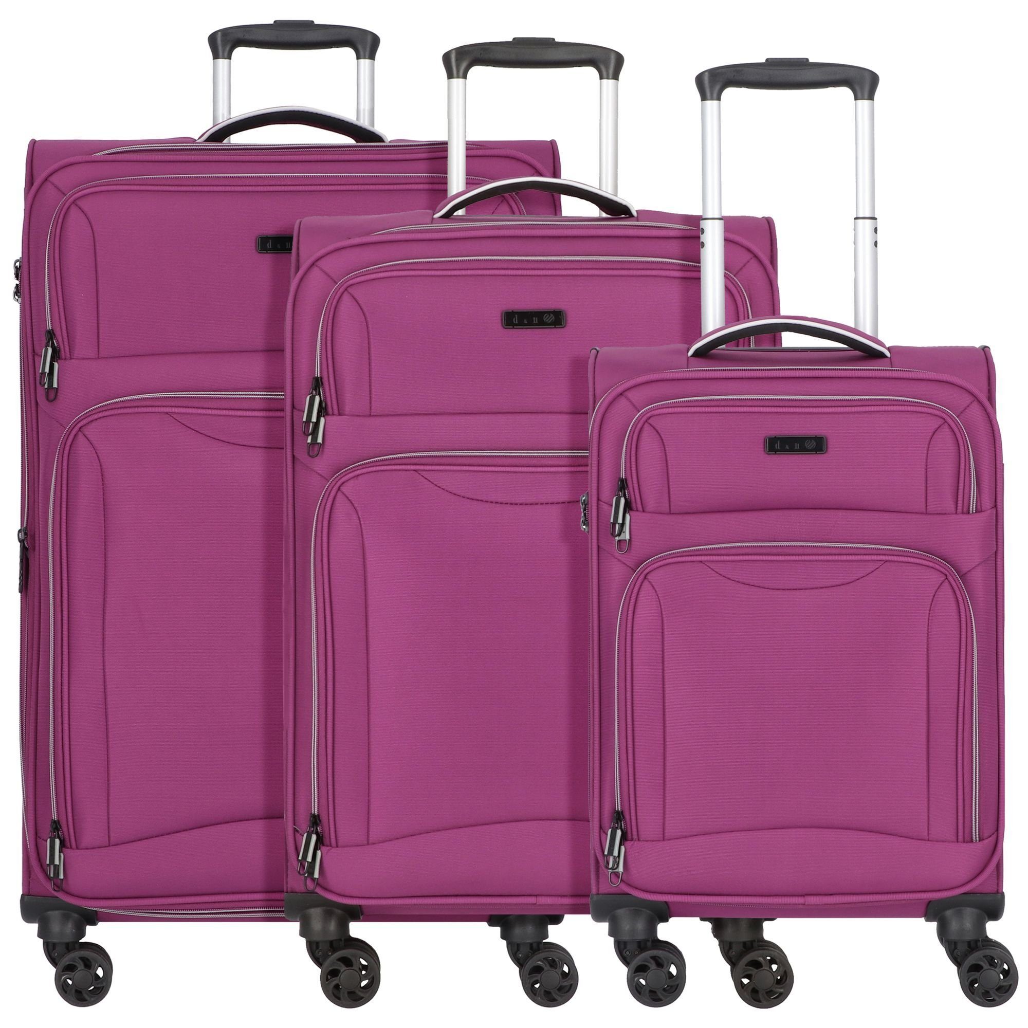 D&N Trolleyset Travel Line 9204, 4 Rollen, (3-teilig, 3 tlg), Polyester purple
