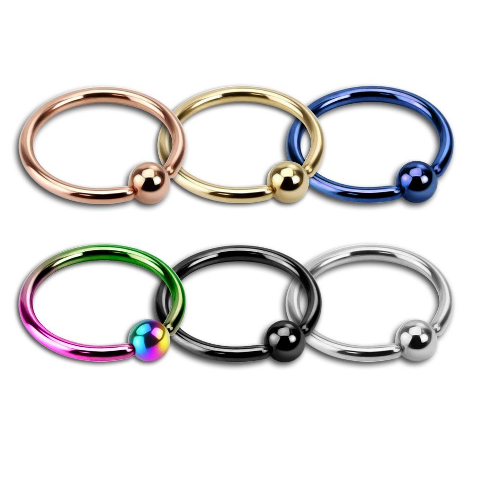 viva-adorno Nasenpiercing-Set BCR Klemmring Пирсинг брови Lippenpiercing Kugel (6-tlg), Ball Closure Ring Nase Septum Ohr Tragus Helix