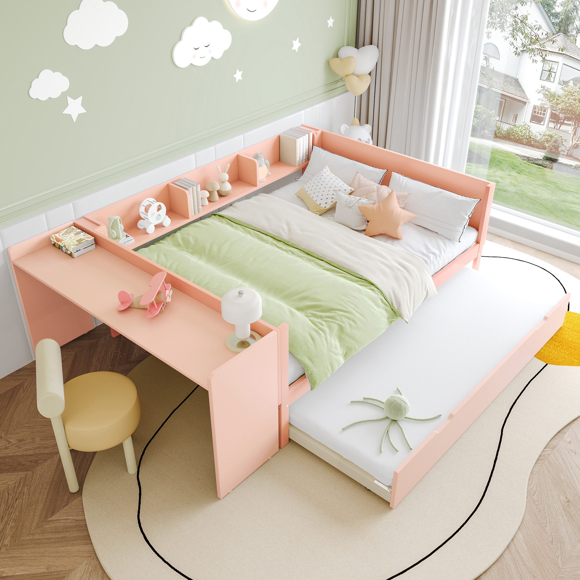 STILVORA Kinderbett 140×200 mit schreibtisch,Schlafsofa Tagesbett ausziehba günstig online kaufen