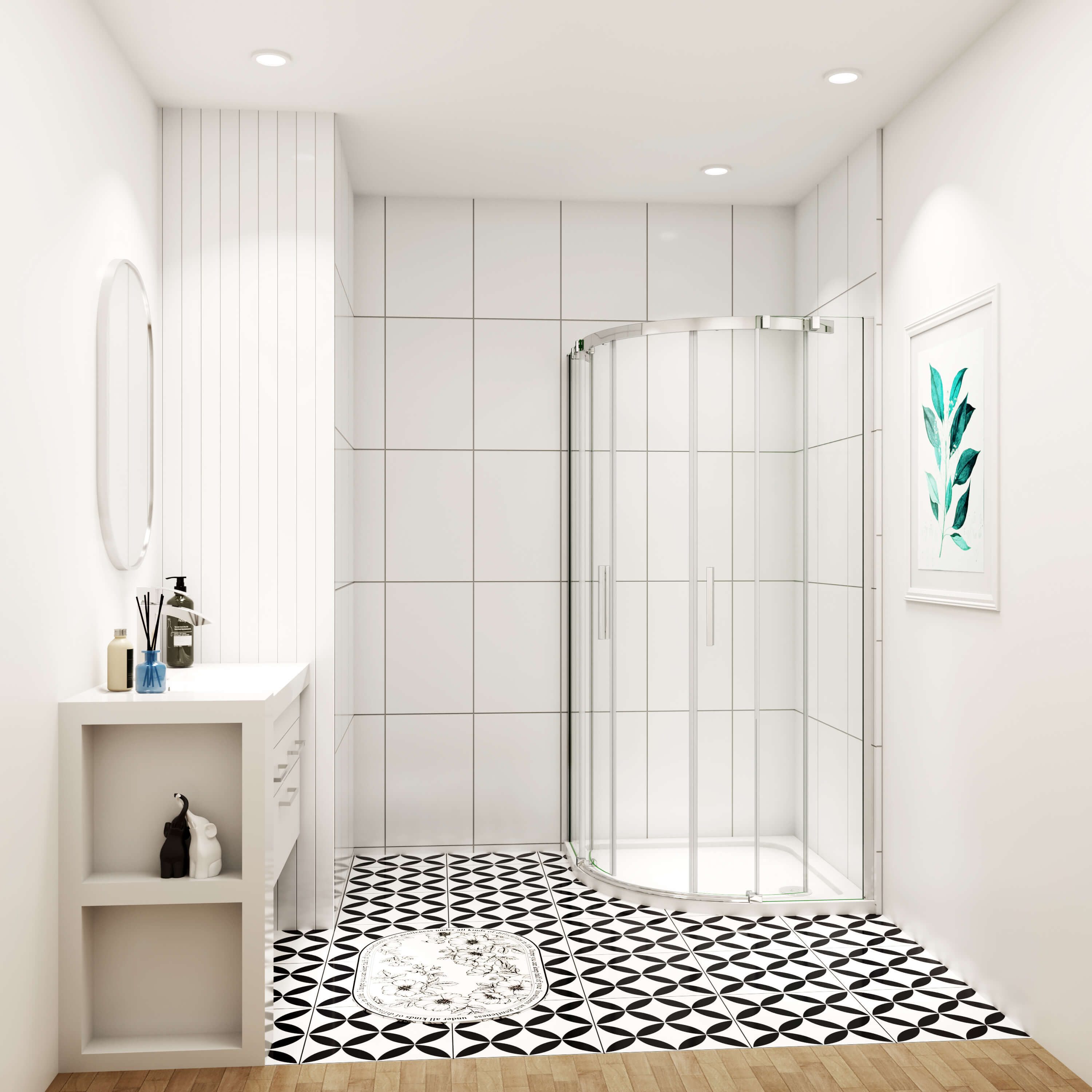 AICA Runddusche Runddusche Duschkabine Viertelkreis Eckdusche Schiebetür Duschtür, BxT: 90x90 cm, Set, mit Antikalk- Versiegelung