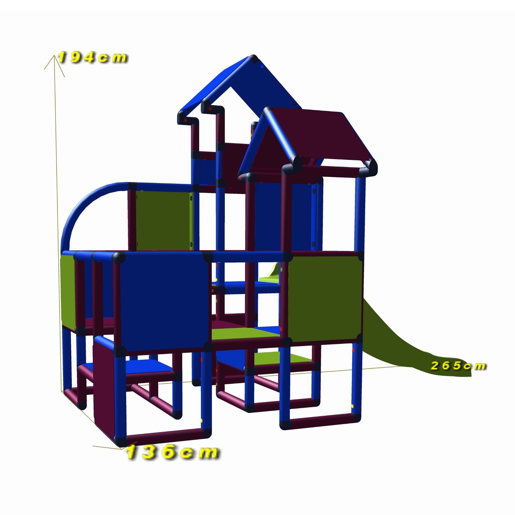 recyclebarem den UV-beständigem Garten Klettergerüst für "Moritz" Outdoor, apfelgrün Motoriktrainer Kunststoff), mit Kinderzimmer (aus Konstruktions-Spielset für and blau Rutsche, Kleinkinder stic Indoor oder das move magenta