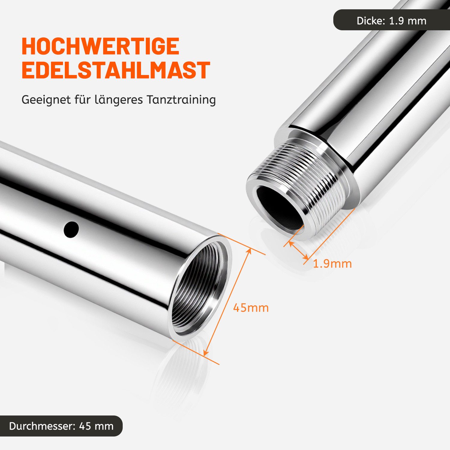kehot Pole Dance Stange Pole Dance Stange 223,5 bis 274,5 cm Höhenverstellbar,200 kg belastbar, Statisch & Rotierend, Tanzstange aus Stahl, Tragbar,Abnehmbar, 200 kg