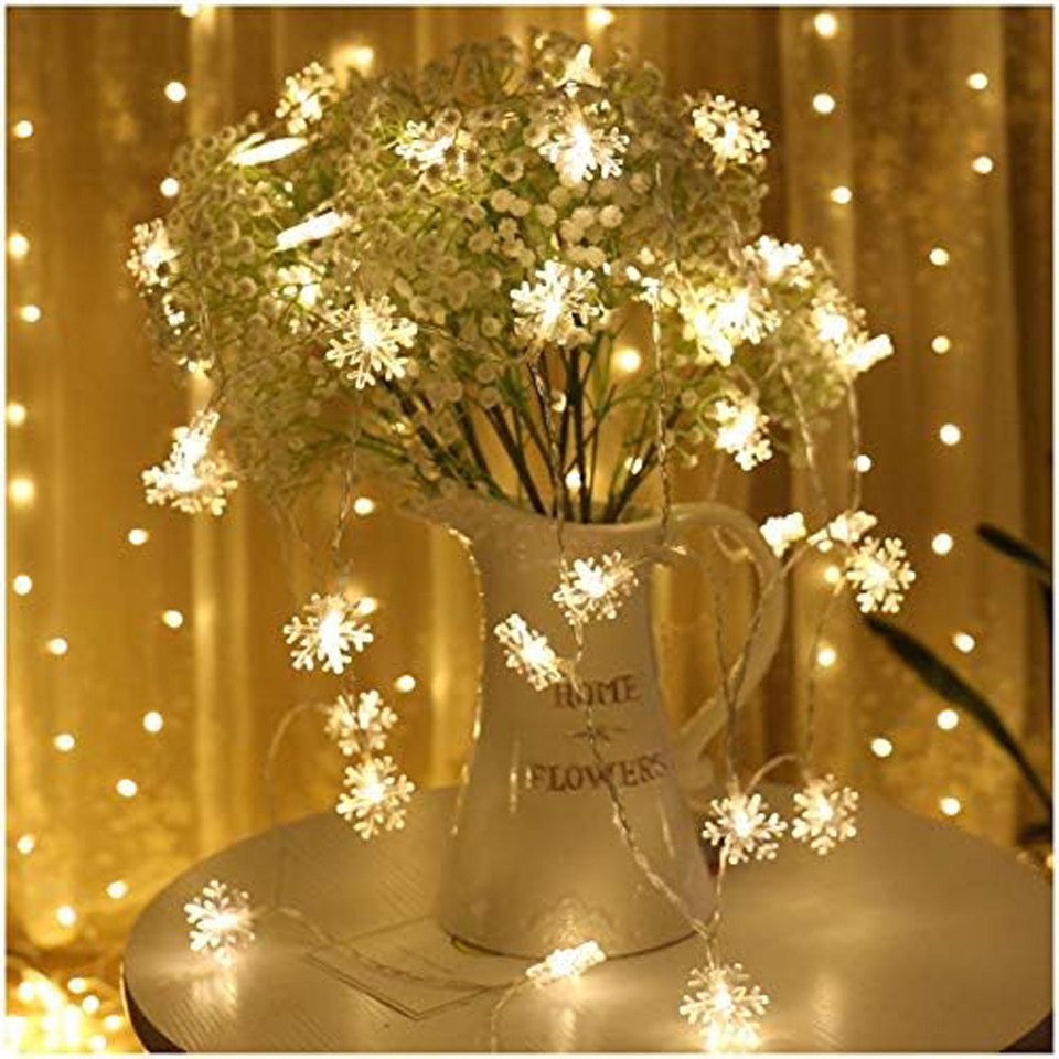 Bomiclss LED-Lichterkette 6M Schneeflocke Party Weihnachts Beleuchtung, für Weihnachtsbaum, 40-flammig, Wasserdicht – Bild 3 von 5