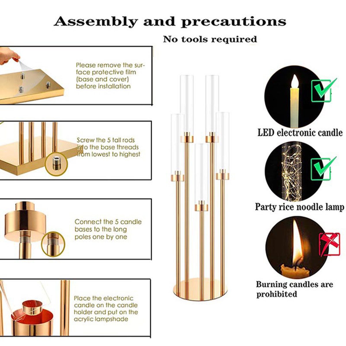 Bellaro Life Kerzenständer Galvanisch vergoldeter funfstufiger hoher Kerzen günstig online kaufen