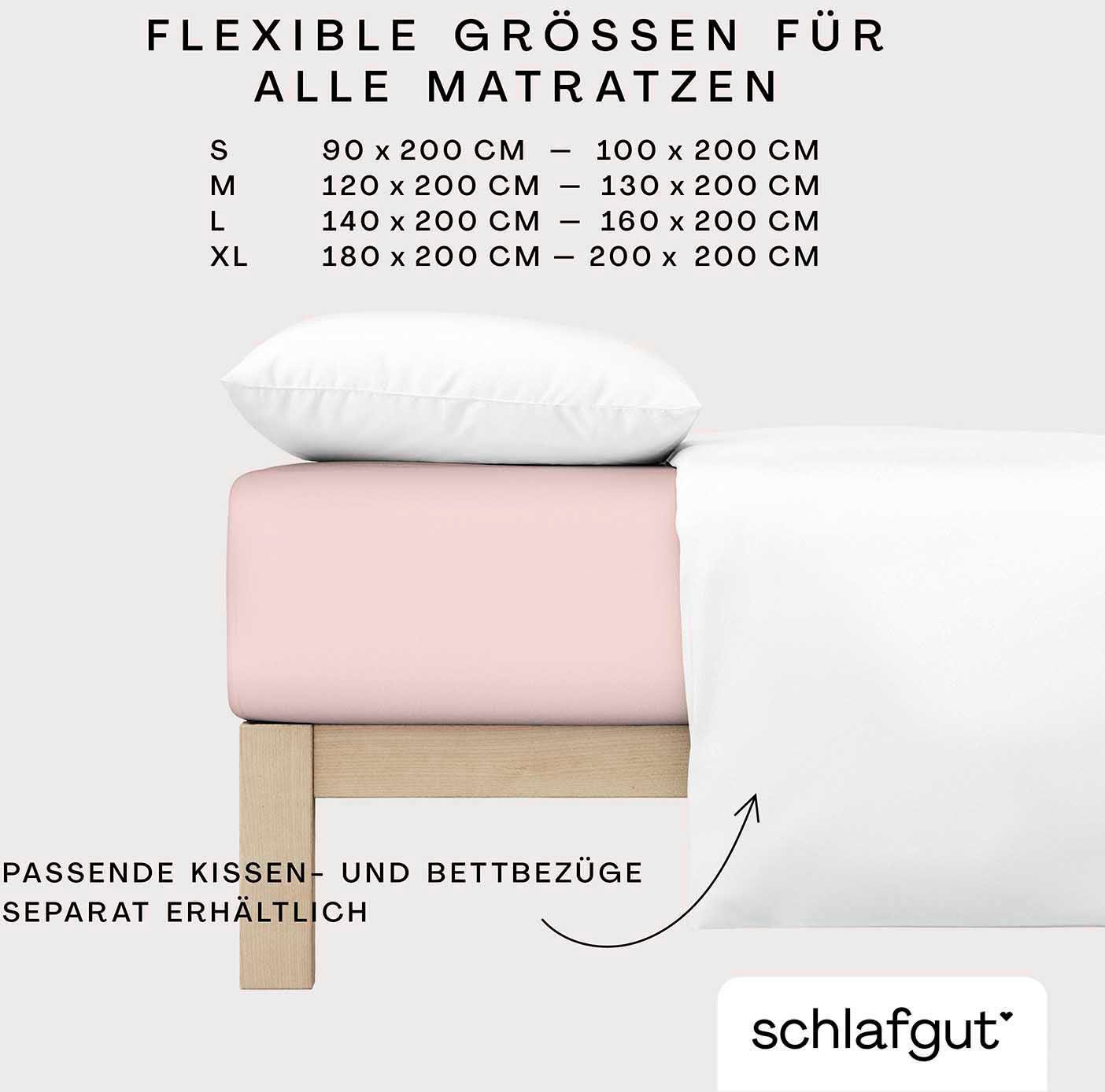 CASUAL für Höhe, cm, 100% Jersey, Spannbettlaken purple u.a. 90x200, rundum, weich Bio-Baumwolle, Stück), oder in 25 bis langlebig, light Schlafgut, (1 140x200 180x200 Bettlaken Gummizug: Matratzen zuverlässig, Gr. cm