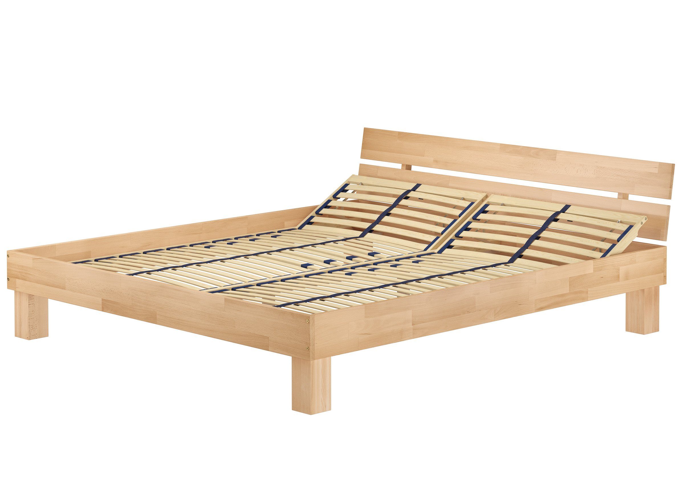 ERST-HOLZ Bett Doppelbett überlang massiv Buche natur 200x220 Großfamilienbett, Buchefarblos lackiert