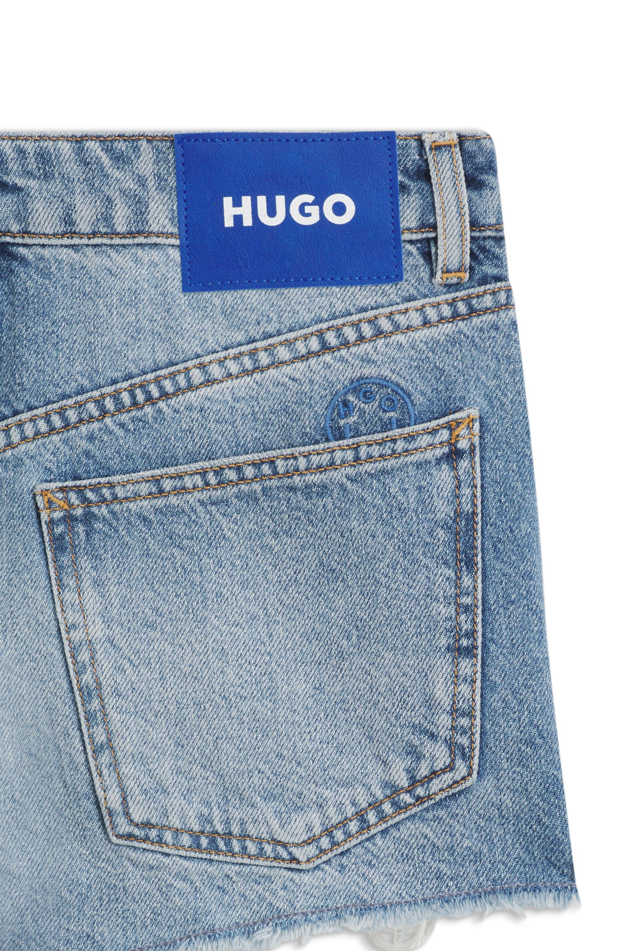 HUGO Jeansshorts Galimon mit Destroyed-Effekten, Mid Rise