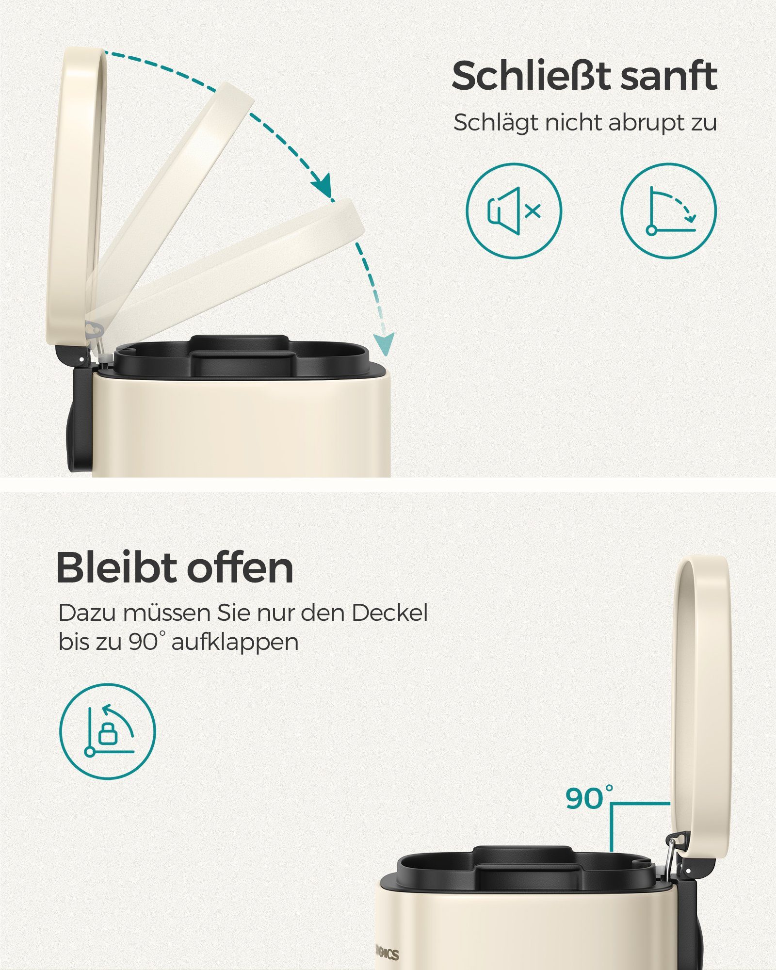 SONGMICS Mülleimer, Müllbehälter, Abfalleimer, 30 L,Softclose