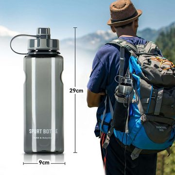 FIDDY Wasserkaraffe Auslaufsicher Sportflasche mit Filter für Sport, Fitness,Outdoor(Grau), (1500ML-tlg)