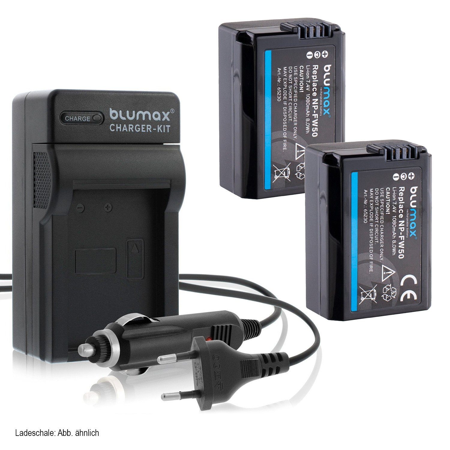 Blumax 6500 Lader 1080 Set für mAh Kamera-Akku NP-FW50 Sony Alpha mit