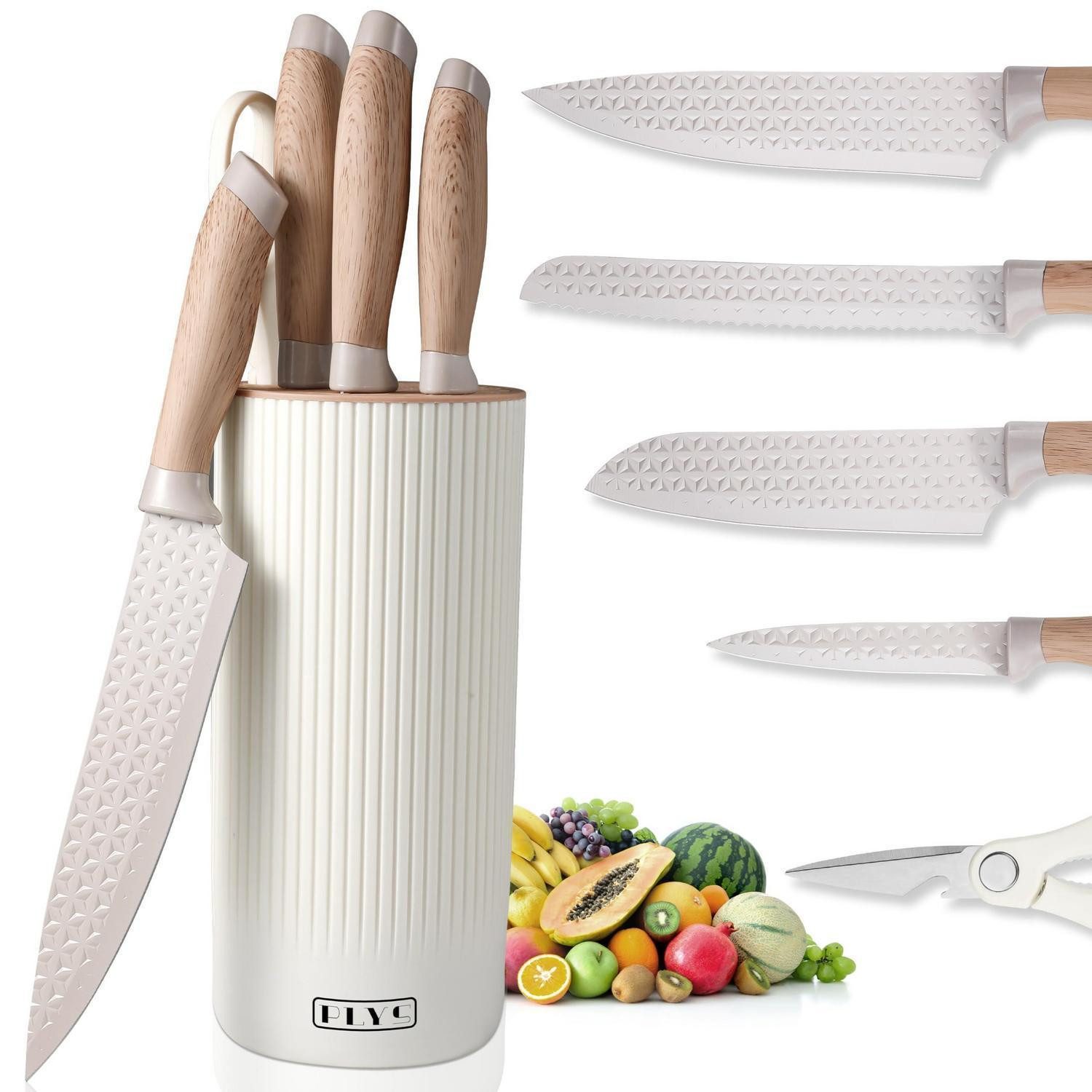 LuxusKollektion Messerblock Messerset 6-teilig Khaki mit Block