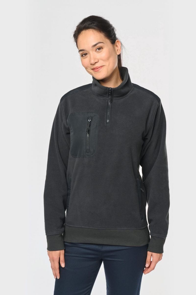 WK. Designed To Work Sweatshirt Umweltfreundlicher Fleecepullover mit Reißverschlusskragen