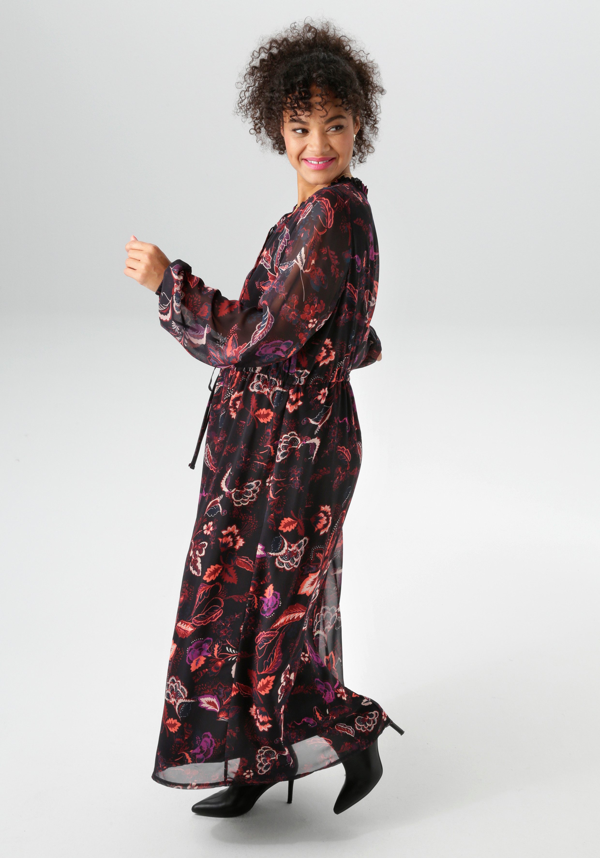 Aniston PLUS Maxikleid in Chiffon mit Blumen Print - NEUE KOLLEKTION günstig online kaufen